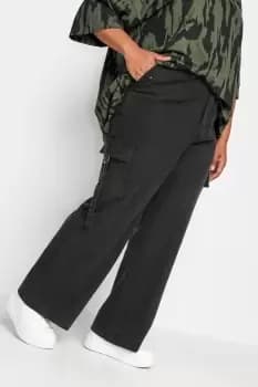 Wide Leg Twill Cargo Trousers