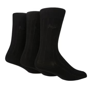 Pringle Ribbed Bamboo 3 Pack Socks - Black