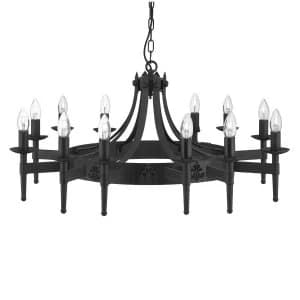 12 Light Multi Arm Ceiling Pendant Black, E14
