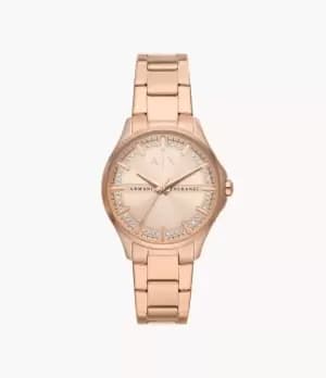 Armani Exchange Womens Armani Exchange Three-Hand Rose Gold-Tone Stainless Steel Watch