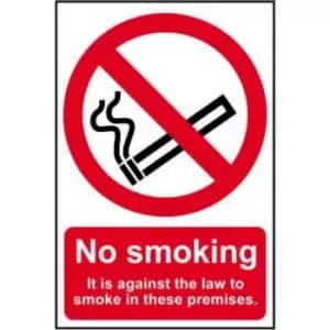 No Smoking It Is Against The Law to Smoke - RPVC (200 X 300MM)