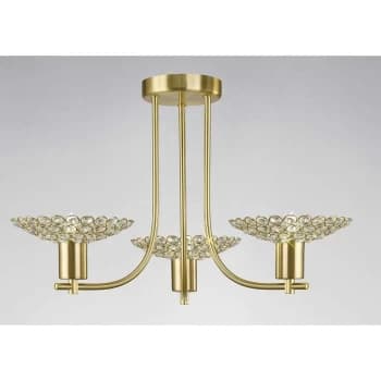 Ellen 3-Bulbs Semi-Ceiling Lamp satin brass / crystal