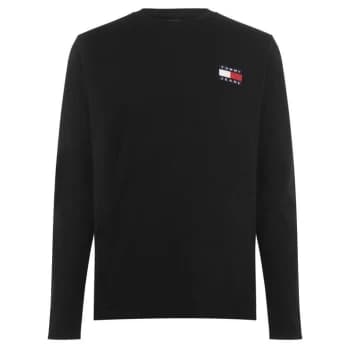 Tommy Jeans Badge Flag Long Sleeve T Shirt - Tommy Black