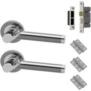 XL Joinery Timis Stainless Steel Door Handle Pack 75mm Latch - Polished Chrome / Black Nickel