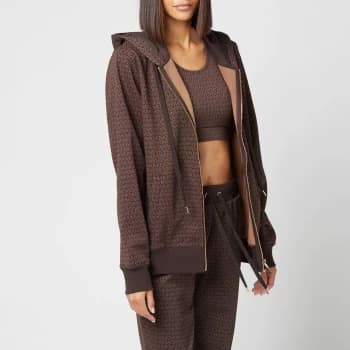 Michael Kors Womens Unisex Mk Dot Zip Hoodie - Chocolate - L