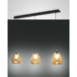 Fabas Luce Gisella Straight Bar Pendant Ceiling Light Amber Glass, E27