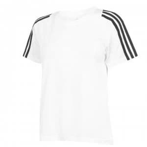 adidas 3 Stripe Mesh T Shirt Ladies - White