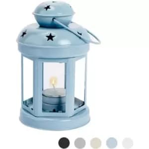 Metal Hanging Tealight Lantern - 16cm - Blue - Nicola Spring