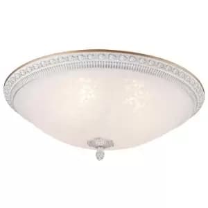 Pascal Flush Bowl Ceiling Lamp White with Gold, 4 Light, E27