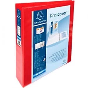 Exacompta Presentation Ring Binder Kreacover Personal 51843RE Polypropylene A4+ 4 ring 40 mm Red Pack of 10