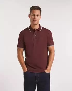 BOSS Dark Red Short Sleeve Tipped Polo