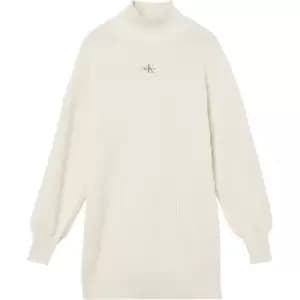 Calvin Klein Jeans Badge Loose Sweater Dress - White