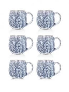 Sabichi Set Of 6 Pale Grey Reactive Stoneware Mugs