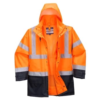 Oxford Weave 300D Class 3 Hi Vis 5-in1 Executive Jacket Orange / Navy 2XL