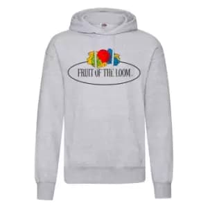 Fruit of the Loom Mens Vintage Big Logo Heather Hoodie (XXL) (Grey Heather)