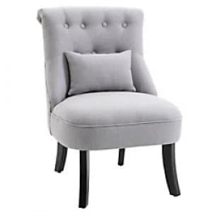 HOMCOM Sofa Chair Grey Linen, Sponge, Rubber Wood 833-727V70GY