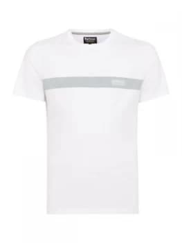 Mens Barbour Printed Stripe Logo Tee White