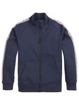 Tommy Hilfiger Boys Tape Funnel Neck Zip Through - Navy