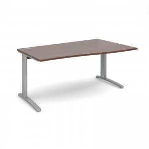 TR10 Right Hand Wave Desk 1600mm - Silver Frame Walnut Top
