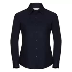 Russell Collection Ladies/Womens Long Sleeve Easy Care Oxford Shirt (2XL) (Bright Navy)