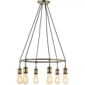 Endon Hal Plate Pendant Ceiling Lamp, Antique Brass Plate
