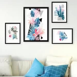 SET_038 Multicolor Decorative Framed Painting (4 Pieces)