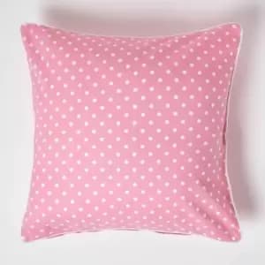 Cotton Pink Polka Dots Cushion Cover, 60 x 60cm - Pink - Homescapes