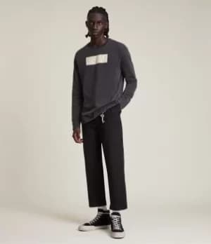 AllSaints Mens Integers Crew T-Shirt, Jet Black, Size: L