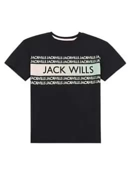 Jack Wills Girls Gradient Print Oversized T-Shirt - Black, Size Age: 10-11 Years, Women