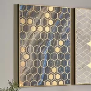 Black Marble Canvas Print With Gold Geo Pattern Black/Gold