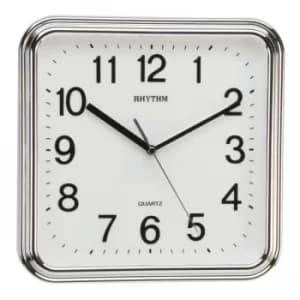 Rhythm Chrome Finish Square Wall Clock