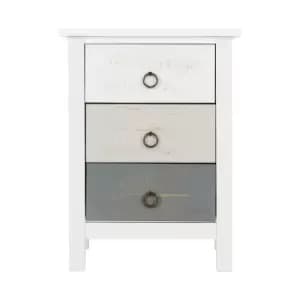 Vermount 3 Drawer Bedside Table White and Grey