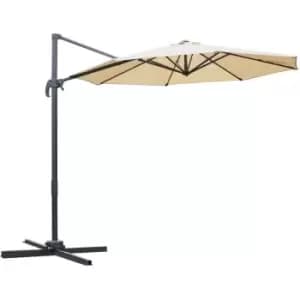 3(m) Garden Banana Parasol Patio Cantilever Hanging Umbrella Beige - Outsunny