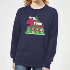 Elf Food Groups Womens Christmas Sweatshirt - Navy - L