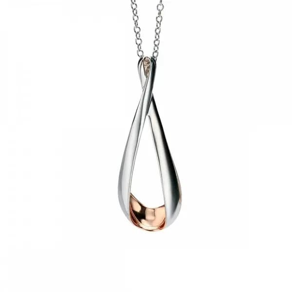 Fiorelli Silver Rose Gold Plated Folded Detail Pendant P4323