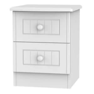 Warwick White Matt 2 Drawer Bedside chest (H)505mm (W)395mm (D)415mm