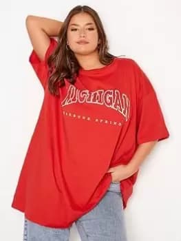 Yours Oversized 'la' Tunic. Tomato Red, Red, Size 16, Women