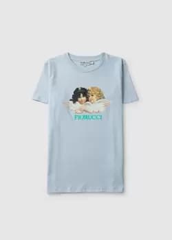 Fiorucci Womens Vintage Angels T-Shirt In Pale Blue