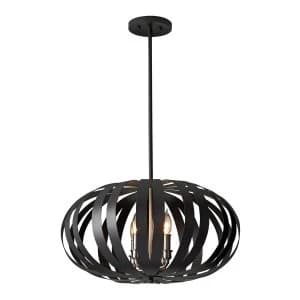 4 Light Medium Spherical Cage Ceiling Chandelier Pendant Light Black, E14
