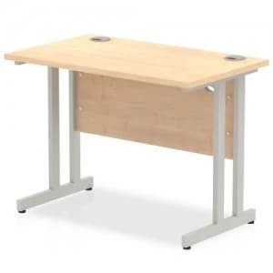 Impulse 1000/600 Rectangle Silver Cantilever Leg Desk Maple