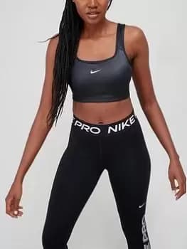 Nike Swoosh Medium Support Shine Bra - Black Size XS Women