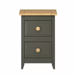 Capri 2 Drawer Petite Bedside Cabinet Carbon Grey