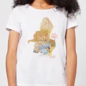 Disney Princess Filled Silhouette Belle Womens T-Shirt - White - XXL