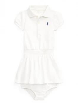 Ralph Lauren Baby Girls Classic Short Sleeve Polo Dress - White