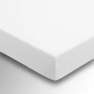 Peacock Blue Hotel 220 Thread Count Plain Dye Double Fitted Sheet, White