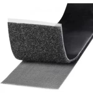 TOOLCRAFT KL50X1000C Hook-and-loop tape stick-on Hook and loop pad, Heavy duty (L x W) 1000 mm x 50 mm Black 1 m