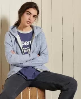Superdry Womens Vintage Logo Embroidered Zip Hoodie Light Blue / LA Blue Marl - Size: 10