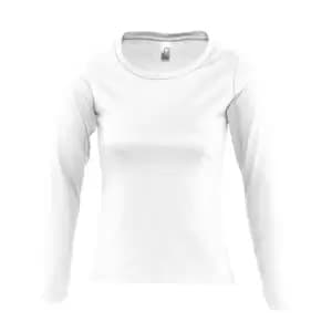 SOLS Womens/Ladies Majestic Long Sleeve T-Shirt (M) (White)