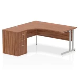 Impulse 1600 Left Hand Cantilever Workstation 600 Pedestal Bundle Walnut