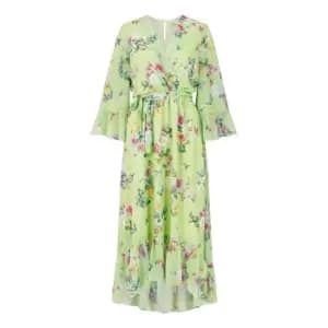Yumi Sage Floral Butterfly High Low Dress - Green
